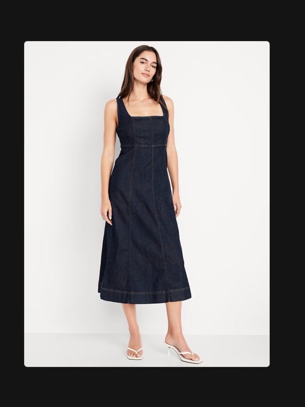 Fit & Flare Sleeveless Denim Midi Dress